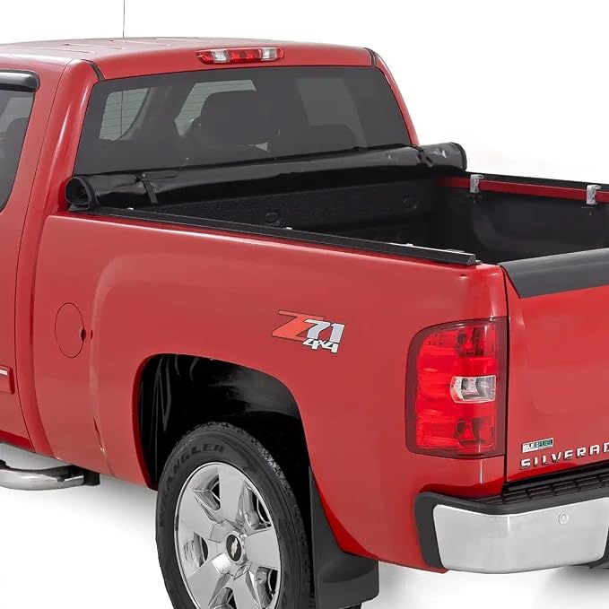 Rough Country Soft Roll Up Truck Bed Tonneau Cover for Chevy Silverado & GMC Sierra 1500/2500HD/3500HD (2007-2014) - Fits 6'7 (78.8-78.9") Bed