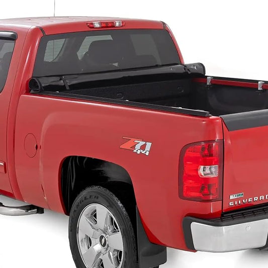Rough Country Soft Roll Up Truck Bed Tonneau Cover for Chevy Silverado & GMC Sierra 1500/2500HD/3500HD (2007-2014) - Fits 6'7 (78.8-78.9") Bed