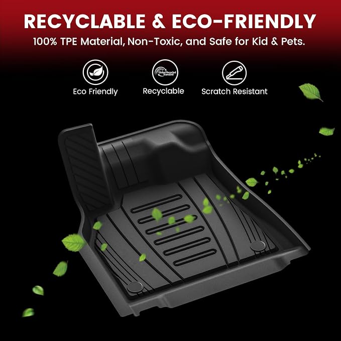 LASFIT Floor Mats Custom Fit for Audi Q5 SQ5 2018-2025(Include Q5/SQ5 Sportback 2021-2025), All-Weather Protection TPE 1st & 2nd Row Car Liners for Audi Accsessories, Easy to Clean, Black