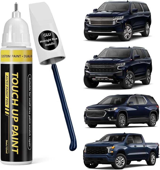 (Midnight Blue Metallic (GLU) Car Touch Up Paint for GMC, Car Paint Scratch Repair Kit, Quick & Easy Solution, 2 in 1 Scratch Remover Pen with Color-Matched