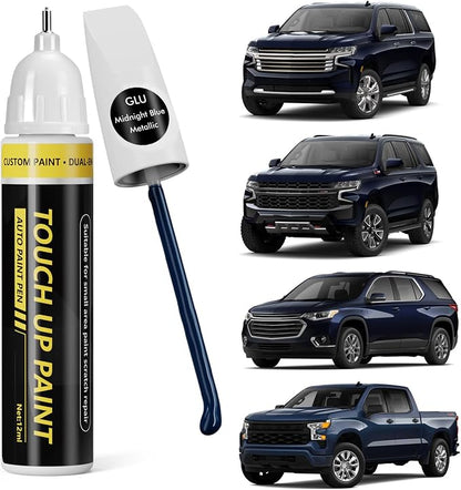 (Midnight Blue Metallic (GLU) Car Touch Up Paint for GMC, Car Paint Scratch Repair Kit, Quick & Easy Solution, 2 in 1 Scratch Remover Pen with Color-Matched