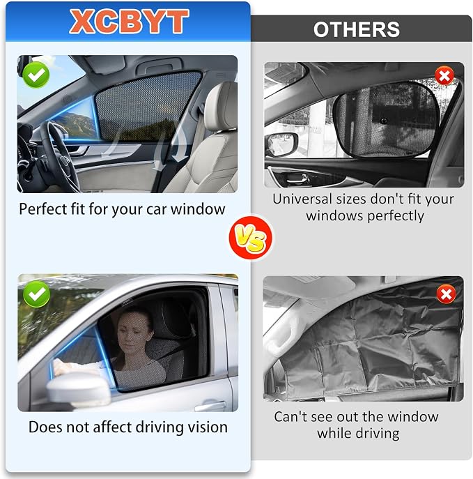 XCBYT Car Window Shades for 2011-2023 4Runner - 4 Pack Breathable Mesh Window Covers Blocking 99% UV Glare and Privacy Protection, Safe Driving for Napping, Camping, Dressing