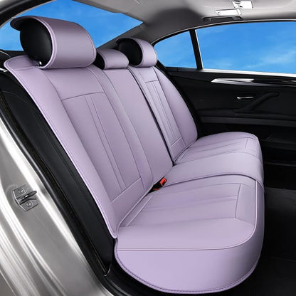 Huidasource Purple Back Seat Cover Luxury Nappa Leather, Rear Seat Cover with Velcro Adjustable, Ventilation Holes, Child Seats, Seat Covers Waterproof Universal Fit for Most Cars SUV Trucks, Purple