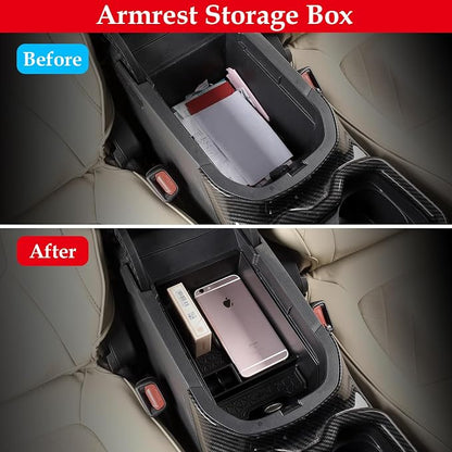 3PCS Center Console Tray Organizer for Toyota 2019-2025 RAV4 Hybrid, Prime (PHEV) Accessories Center Console Tray，Dashboard Tray，Armrest Storage Box（for 8'' Multimedia Display Only）