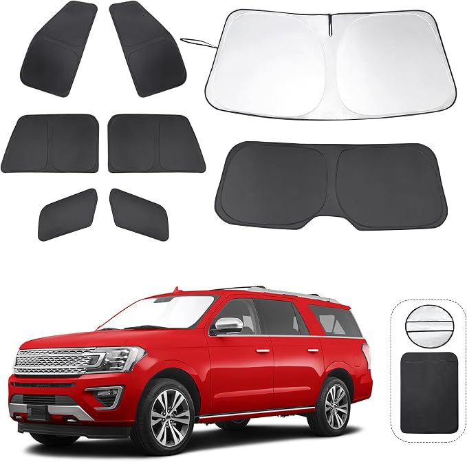 TTINGLU Window Shades for Ford Expedition SUV 2018-2024 8PCS Accessories Car Side Full Windows Rear Triangular Windshield Sun Shade Sun UV Rays & Privacy Protection for Camping,Napping,Relaxing