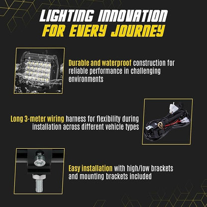 LED Light Bar Kit for Truck, 2 Pcs 20 Inch Slim Light Bars, 4 Pcs 4 Inch LED Pods, 2 Wiring Harness, 12V 24V Off-Road Driving Work Fog Lights for SUV ATV Tractor Pickup Golf Cart