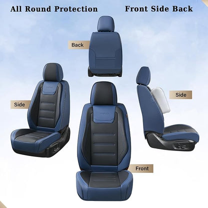 Coverado Car Seat Covers, Front Covers for Cars, Car Seat Cover Front Seats, Car Seat Protector Waterproof, Leather Car Seat Cushion, Universal Interior Covers Seat Protectors for Most Cars Blue