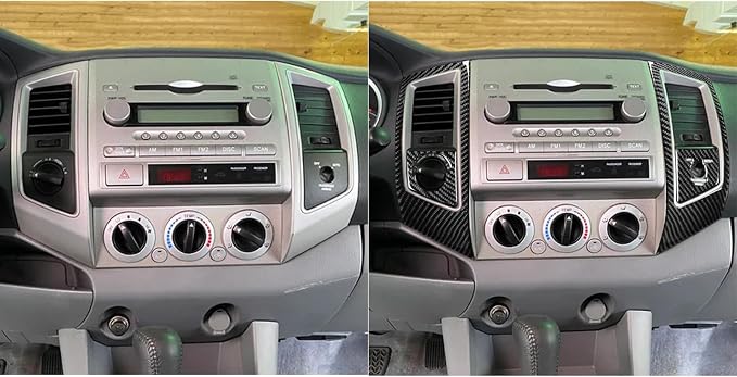 NVCNX Real Premium Carbon Fiber for Toyota 2nd Gen Tacoma Accessories 2005-2011 2006 2007 2008 2009 2010 Car Dash Center Air Vent Panel Cover Interior Trim Thick Overlay Sticker Decal 4PCs - Style C