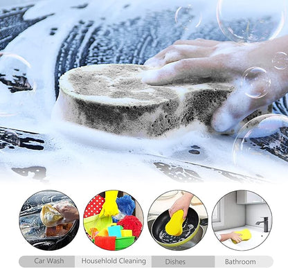 jeseny 5 PCS Car Wash Sponge, High Density Waxing Wiping Car Sponge, Thick Foam Scrubber Kit, Absorbent Eco Friendly Sponges, for Dishes, Tile, Bike, Boat, Kitchen, Household Cleaning (Black)