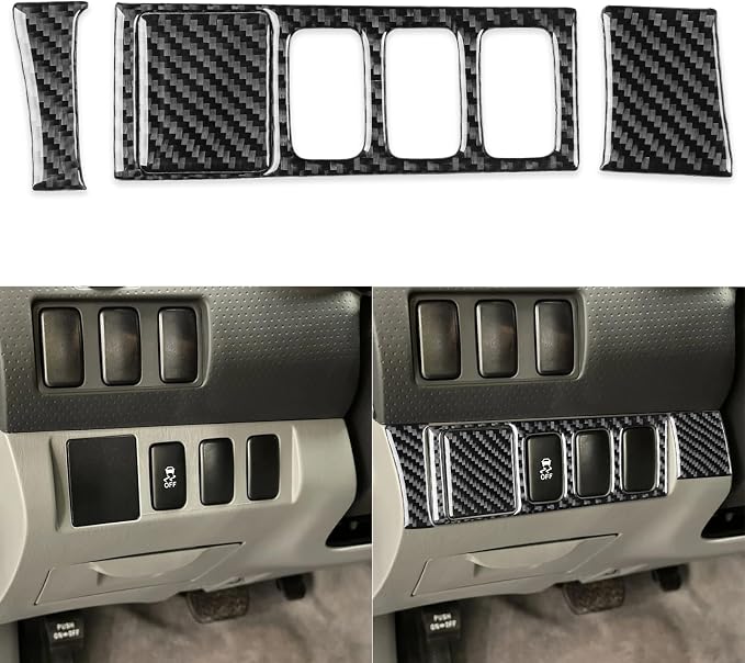 NVCNX Real Premium Carbon Fiber for Toyota 2nd Gen Tacoma Accessories 2005-2015 2006 2007 2008 2009 2010 2011 2012 2013 2014 Car Dash Driver Side Button Panel Cover Interior Trim Sticker Decal 4PCs