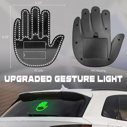 DIBMS Hand Gesture Light with Remote, Red LED Finger Funny Window Sign Light Accessories for Car Truck (Green)