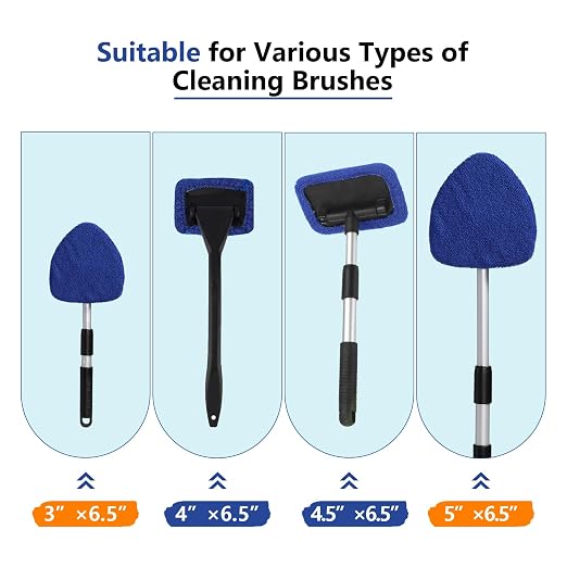 7 Pack Upgrade Car Windshield Cleaner Tool Bonnets, Microfiber Cloths for Inside Windshield Cleaning Tool Pads, Interior Windshield Cleaner Tool Replaceable Cleaning Bonnets, Fit 6.5”, Blue