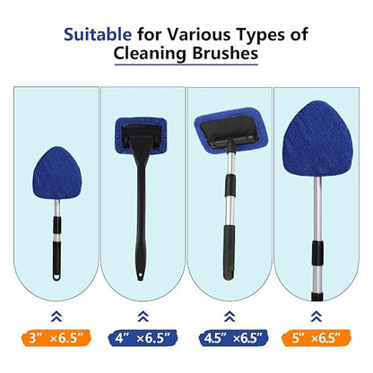 7 Pack Upgrade Car Windshield Cleaner Tool Bonnets, Microfiber Cloths for Inside Windshield Cleaning Tool Pads, Interior Windshield Cleaner Tool Replaceable Cleaning Bonnets, Fit 6.5”, Blue