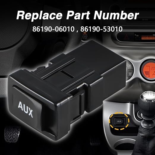 EVRBUL Aux Port Input Auxiliary Jack Adapter Compatible with Toyota 4Runner RAV4 FJ Cruiser 2007-2011 Camry 2007-2008 Prius 2005-2009 Yaris Lexus ES350 LS460 2007-2010 Replace# 86190-06010 86190-53010