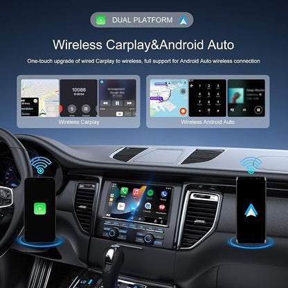 CAMECHO 2-in-1 Wireless CarPlay Android Auto Car Adapter, Wireless Apple Car Play Android Auto Dongle, CarPlay Adapter Converts Factory Wired to Wireless, Plug & Play, Fast Connect No Delay