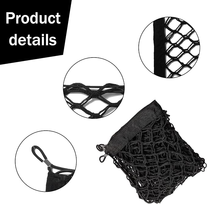 Amiss 2 Packs Cargo Net Stretchable. Adjustable Elastic Trunk Storage Net with Hook for SUVs, Cars and Trucks(43.3x15.8 Inch)