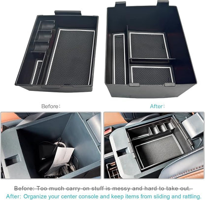 CDEFG for 2022 2023 2024 2025 2026 Ford Maverick Center Console Organizer Tray 2022-2026 Maverick Armrest Trays Storage Box Coin Container 2022-2026 Maverick Truck Accessories, 2Pcs(White Trim)