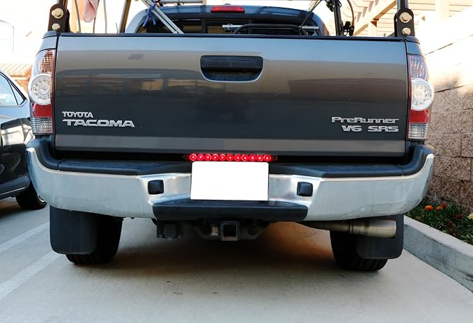 iJDMTOY 15-Inch Truck Trailer Tailgate Red LED ID Light Bar Compatible with Chevrolet Dodge Ford GMC Nissan Toyota etc, Functions as Tail Light, Brake Lamp & Turn Signal Lights, Dark Red Lens