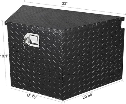GarveeTech 33 in Trailer Tongue Boxes,Heavy Duty Aluminum Trailer Tool Box With Lock and Keys,Diamond Plate Storage Box,Waterproof Trailer Box for Pick Up Truck Bed,RV Trailer,Black