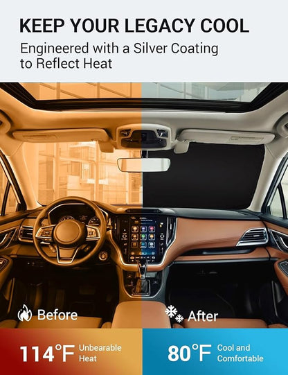 Proadsy 2026 Upgrade Windshield Sun Shade Custom Fit 2020-2025 Legacy Foldable Front Sunshade Protector Sun Visor Blocks UV Rays Keep Car Cooler