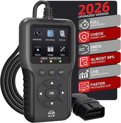 2026 Enhanced Universal OBD2 Scanner, Check Engine Code Reader - 65000+ Fault Codes, Live Data, I/M Readiness, Battery Voltage Check, Read & Clear Error Codes for All OBDII Protocol Car 1996+
