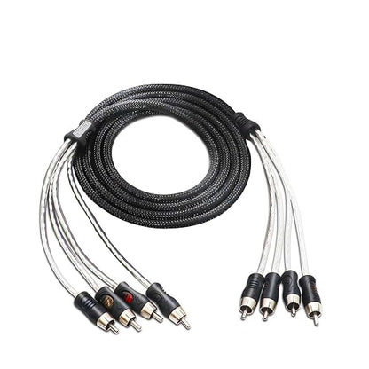 RECOIL PCI46 Premium 100% Oxygen Free Copper 6ft 4 Channel RCA Audio Interconnects Cable 4X RCA Male to 4X RCA Male Double Shielded with Noise Reduction
