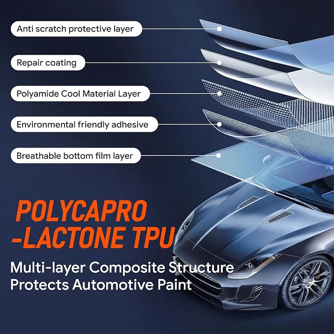 TPU PPF Hydrophobic Clear Paint Protection Film Self Healing Car Clear Glossy Wrap Film (1ft x 5ft, Gloss White)