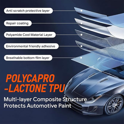 TPU PPF Hydrophobic Clear Paint Protection Film Self Healing Car Clear Glossy Wrap Film (1ft x 5ft, Gloss White)