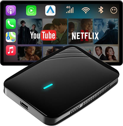 Magic AI Box Wireless CarPlay & Android Auto Adapter, Car Video Box for OEM Wired CP/AA, Dual WiFi & Bluetooth IoT Hub, Supports for Netflix/YouTube/TF Card