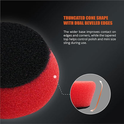 SPTA Red T10 Mini Ultra-Fine Finishing Foam Polishing Pads, 5Pcs 1.3inch/32mm Sponge Polishing Buffing Pads, Car Foam Detail Polishing Pad Kit for Car Detail Polishing, Small Area Polishing -FPTSS1R