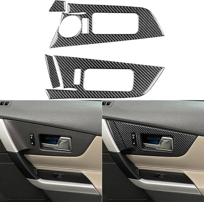 Premium Carbon Fiber Compatible with Ford Edge 2011-2014 2012 2013 SEL/Limited/SE/Sport Accessories Car Front Door Handle Panel Cover Interior Trim Sticker Decal Black 4PCS