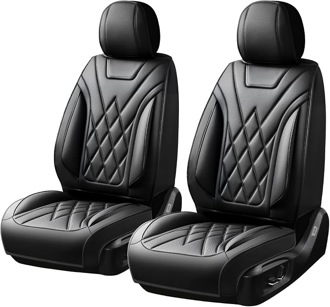 Car Seat Covers Compatible with Hyundai Venue 2020-2025 2026 - Waterproof & Breathable Luxury Leather All-Weather Seat Cushions Protectors, Airbag Compatible, Only 2 Front seat Covers (Black)