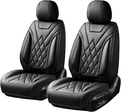 Car Seat Covers Compatible with Hyundai Accent 2017-2026 - Waterproof & Breathable Luxury Leather All-Weather Seat Cushions Protectors, Airbag Compatible, Only 2 Front seat Covers (Black)