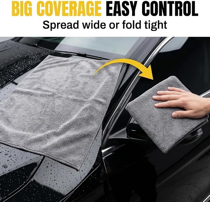 Microfiber Towels for Cars – 24x36 Inch 1200 GSM Car Drying Towel, Drying Towels Car Detailing, Edgeless Shammy Cloth, Ultra Absorbent Streak Lint Free Car Wash Towels for Auto Detailing