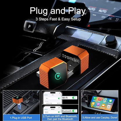 2026 Upgraded Mini Wireless CarPlay Adapter for Android Auto & Apple CarPlay, Plug & Play, Fast and Auto Connect, No Latency 2 in 1 Car Play Wireless Adapter for iPhone iOS 10+ & Android 11+