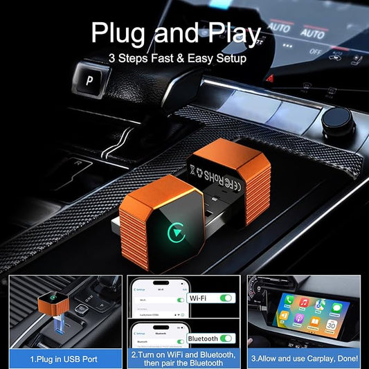 2026 Upgraded Mini Wireless CarPlay Adapter for Android Auto & Apple CarPlay, Plug & Play, Fast and Auto Connect, No Latency 2 in 1 Car Play Wireless Adapter for iPhone iOS 10+ & Android 11+