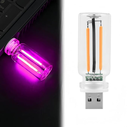 Transform Your Space with USB Nightlight! New Touch Bedside Car Atmosphere Light, DIY Romantic Mini Ceramic LED Glass Bottle （Purple Light）