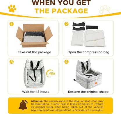 Dog Booster Car Seats for S/M Dogs Up to 35lbs,Pet Car Seat/Travel Bed with Washable&Removable Cover,Storage Pockets,Dog Safety Belt and Elevated Cushion Fits in Front/Back Seat