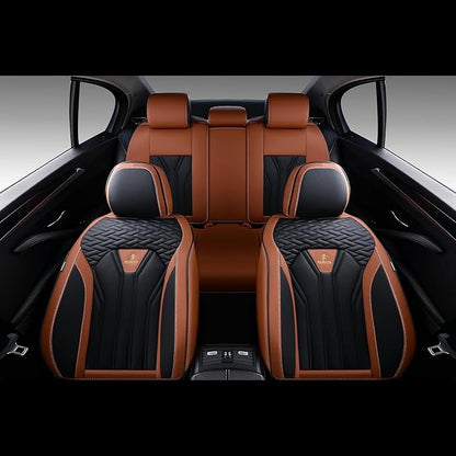 FLORICH Rear Seat Covers Leather Car Seat Covers Waterproof Back Seat Cover Automotive Seat Covers Universal Seat Cushion Protector for Most Cars Trucks SUV-Brown&Black