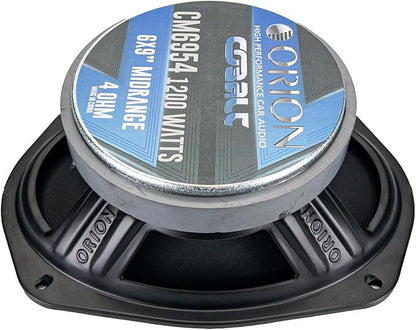 ORION Cobalt CM6954 High Efficiency 6x9 Mid-Range Bullet Loudspeakers, 1200W Max Power, 300W RMS, 4 Ohm, 1.5" Voice Coil - Pro Car Audio Stereo, Midrange Speakers (Pair)