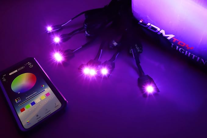 iJDMTOY RGBW Multicolor LED Circuit Board Ambient Lighting Kit Compatible with 2015-up Dodge Charger, Control_by_Smartphone
