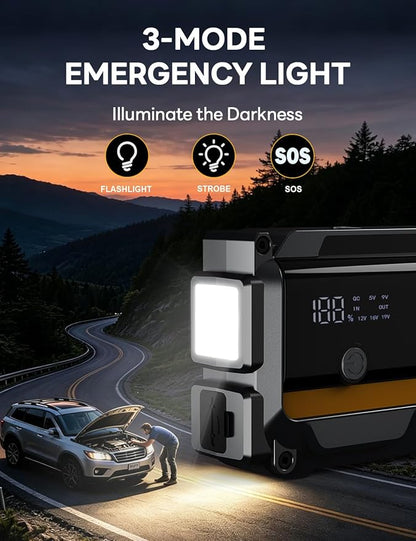 Sharmeal Jump Starter, 6000A Battery Jumper Starter Portable (All Gas/10.0L Diesel), 12V Jump Box Car Battery Jump Starter with Smart Jumper Cables, LED Light