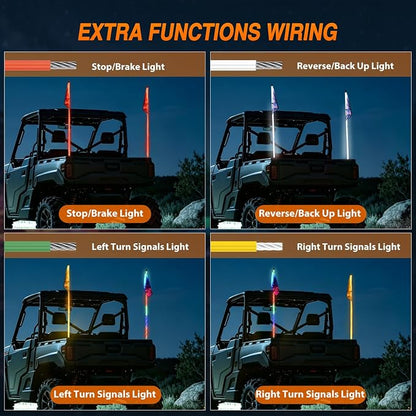 Nilight LED Whip Light 2PC 6FT Spiral RGB Antenna Whips with Spring Base, App/Remote Control DIY Chasing Patterns Brake & Reverse Turn Signal Lights for Side by Side ATV UTV RZR Can-Am Buggy Jeep