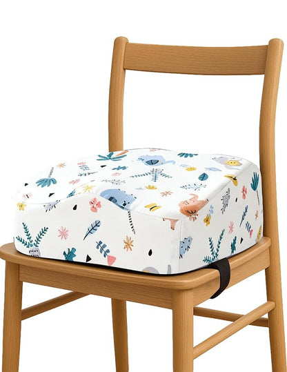 Babelio ErgoUp Booster Seat for Kitchen Chair, Promote Proper Upright Posture, Toddler Booster Seat for Dining Table, Removable & Washable Cover, Suitable for 18 Months to 5 Years, White Elephant