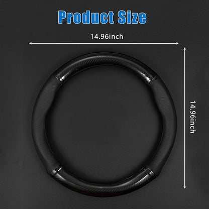 gunhunt 1 Pack Car Breathable Steering Wheel Cover, Carbon Fiber Non-Slip Steering Wheel Protector, Wear -Resistant Steering Wheel Sleeve, Four Seasons Universal Steering Wheel Set (Black #Circular)