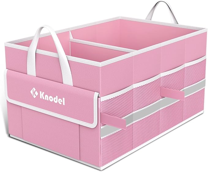 K KNODEL Car Trunk Organizer, Collapsible Car Trunk Storage Organizer, Car Organizer and Storage for SUV, Truck, Sedan (Small, Pink)