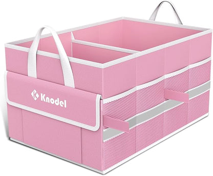 K KNODEL Car Trunk Organizer, Collapsible Car Trunk Storage Organizer, Car Organizer and Storage for SUV, Truck, Sedan (Small, Pink)