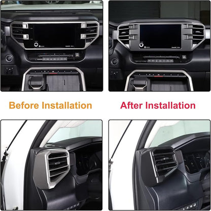 Car Center Console Air Conditioning Outlet Trim Cover Kit Compatible with Toyota Tundra/Sequoia 2022-2026, ABS Dashboard Side A/C Vent Panel Protective Frame Decoration Accessories, For 8-inch Screen