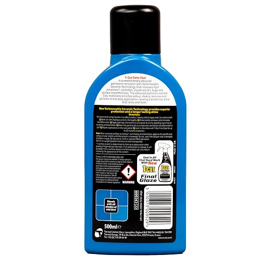 T-Cut Color Fast 3-in-1 Paint Restorer, Mid Blue - Scratch Remover, Ceramic Car Wax & Color Enhancer - Removes Swirls & Oxidation, 17 oz