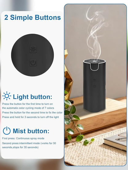 Marchred 100ML Car Diffuser, USB Rechargeable Battery Operated, Cordless Portable Essential Oil Diffuser with 7 LED Color Lights, 2 Timer Modes